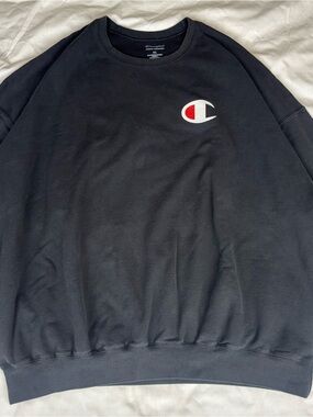 Champion Black Crewneck with Red & White Logo